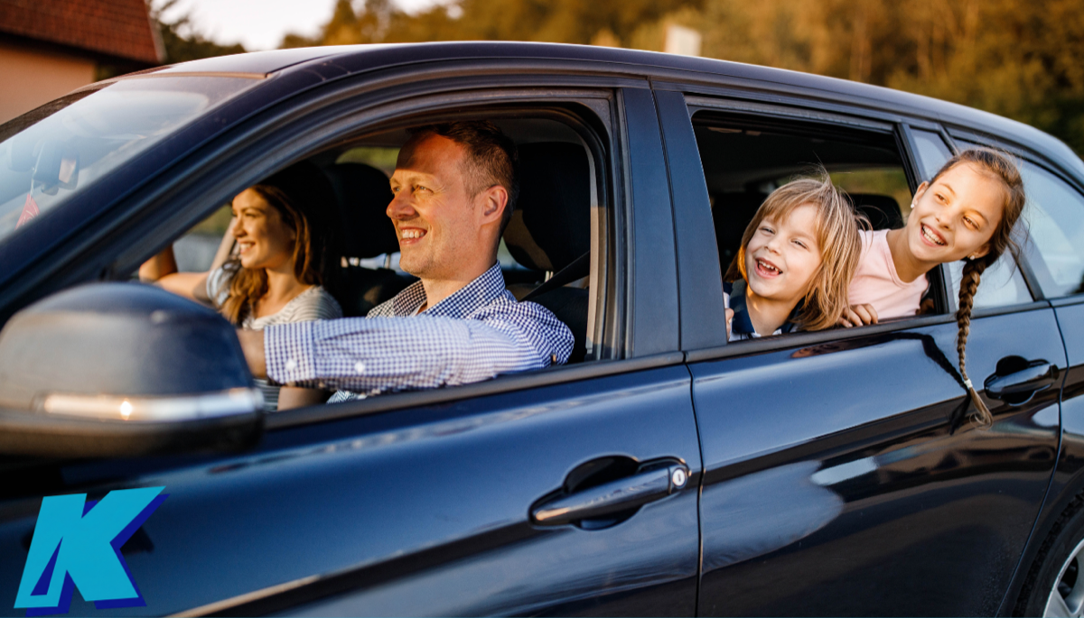 Happy couple financing a car